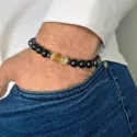 Zestaw Bransoletka męska bogactwo ochrona równowaga cytryn hematyt agat 8mm